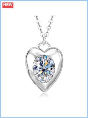 14K Gold Filled Oval Moissanite Heart Pendant Necklace Women
